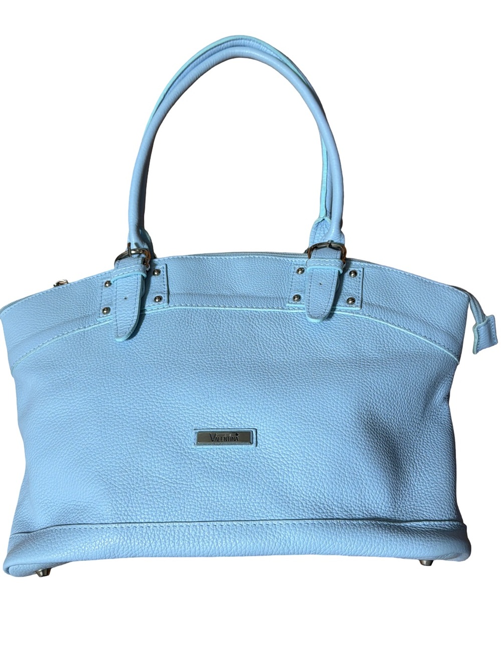 Valentina Light Blue Leather Shoulder Bag
